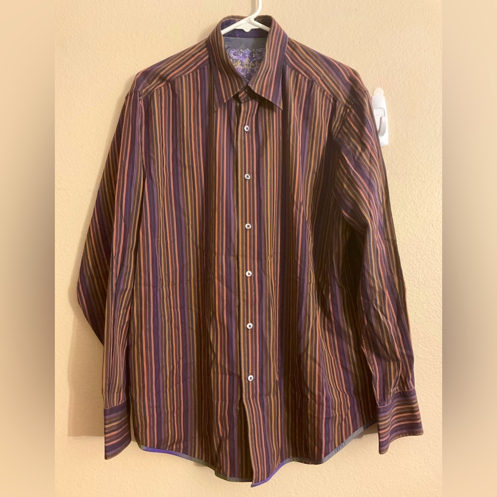 Robert Graham Purple Striped Multicolor‎ Men's Long Sleeve Button Down Shirt